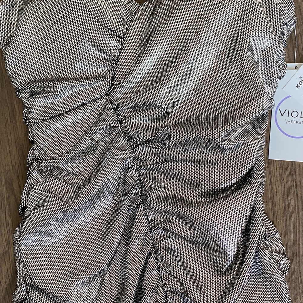 Silver Ruched Mini Dress - Picture 6 of 9